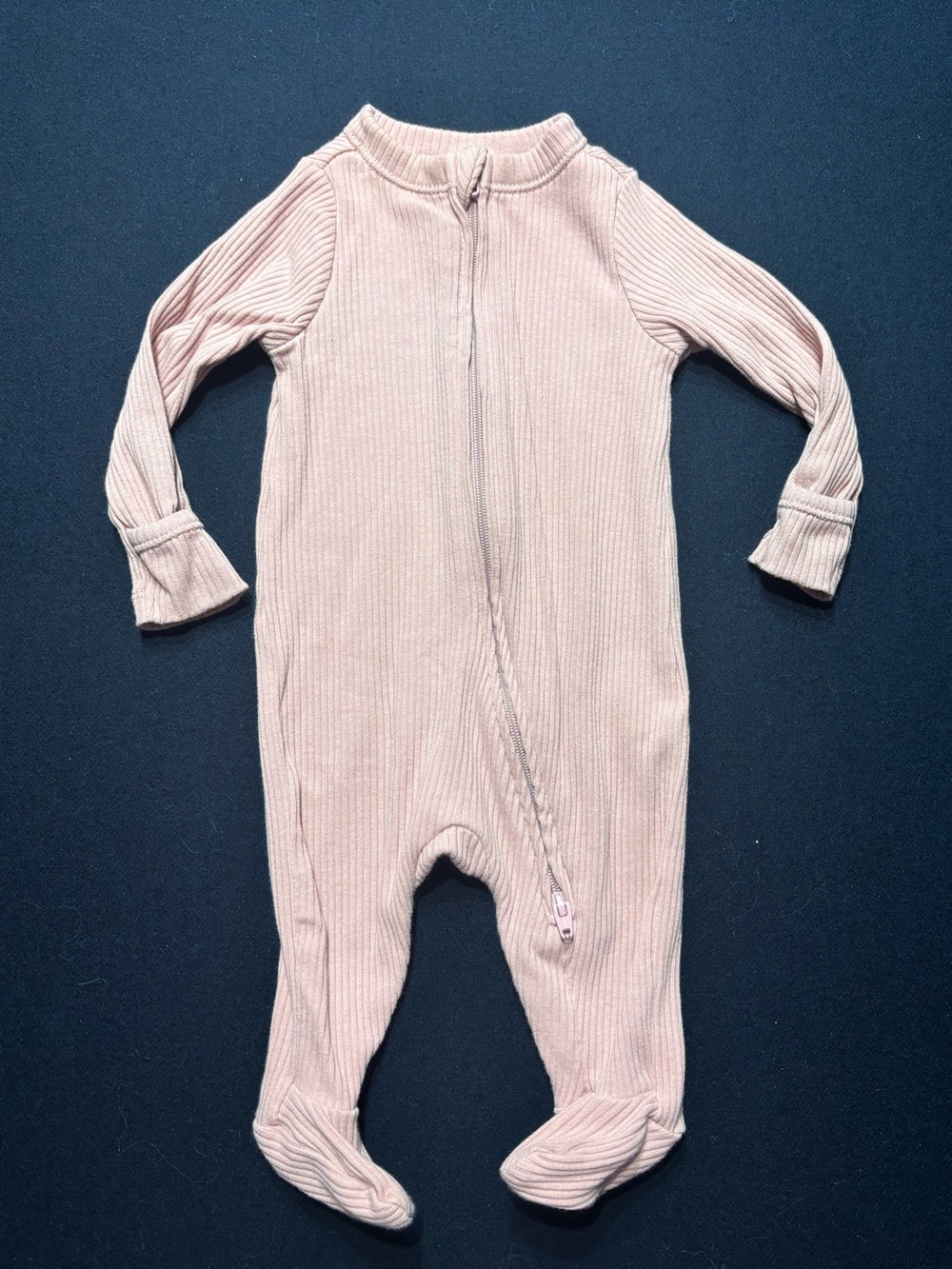 Old Navy Ribbed Zip-Front Footed One-Piece in Dusty Pink - Newborn